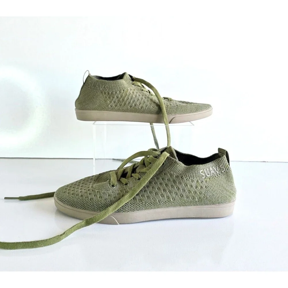 SUAVS Zilker Sneakers Olive Green Women's 7 38 Lace Up Comfort Lightweight